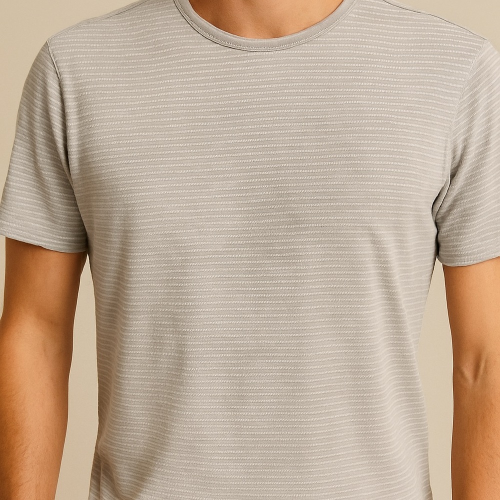 John Varvatos Gray Striped Men's Short Sleeve T Shirt size L